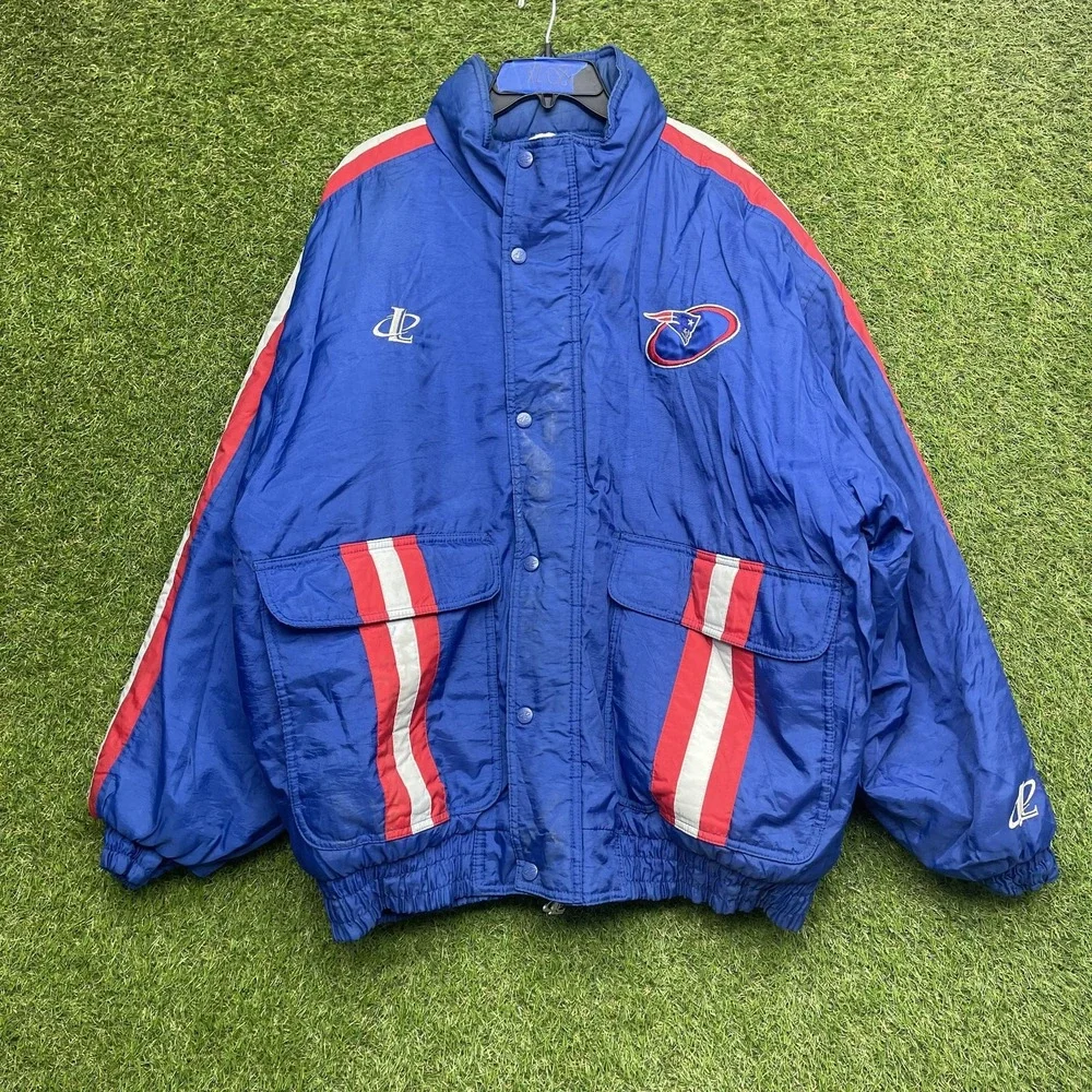 Vintage New England Patriots Jacket Mens XL Blue NFL Football Logo Athletic 90s